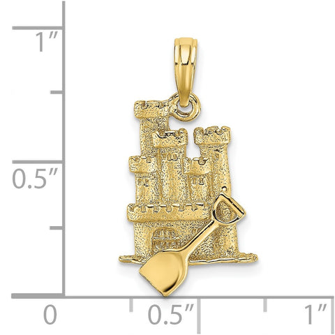 10K 3-D Sand Castle w/ Shovel Charm-WBC-10K7207