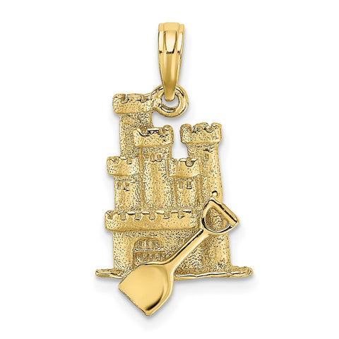 10K 3-D Sand Castle w/ Shovel Charm-WBC-10K7207
