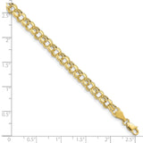 10k Lite 5mm Diamond-cut Double Link Charm Bracelet-WBC-10SSD1-8.25