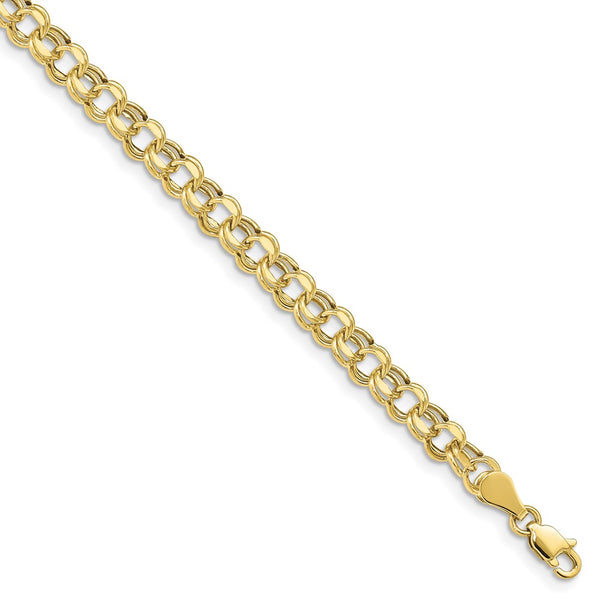 10k Lite 5mm Diamond-cut Double Link Charm Bracelet-WBC-10SSD1-8.25