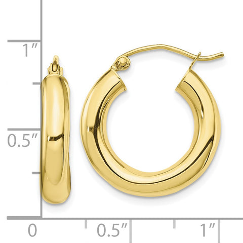 10k Polished 4mm Tube Hoop Earrings-WBC-10T1163