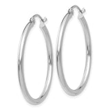 10K White Gold Polished 2mm Tube Hoop Earrings-WBC-10T826