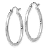 10K White Gold Polished 2mm Tube Hoop Earrings-WBC-10T827