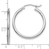 10K White Gold Polished 2mm Lightweight Hoop Earrings-WBC-10T827L