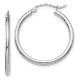 10K White Gold Polished 2mm Lightweight Hoop Earrings-WBC-10T827L