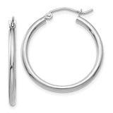 10K White Gold Polished 2mm Tube Hoop Earrings-WBC-10T827