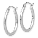 10K White Gold Polished 2mm Tube Hoop Earrings-WBC-10T828