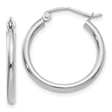 10K White Gold Polished 2mm Tube Hoop Earrings-WBC-10T828