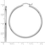 10K White Gold Polished 2mm Lightweight Tube Hoop Earrings-WBC-10T832L