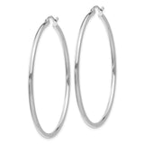 10K White Gold Polished 2mm Tube Hoop Earrings-WBC-10T833