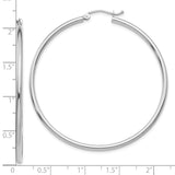 10K White Gold Polished 2mm Tube Hoop Earrings-WBC-10T833