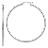 10K White Gold Polished 2mm Lightweight Tube Hoop Earrings-WBC-10T833L