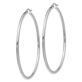 10K White Gold Polished 2mm Tube Hoop Earrings-WBC-10T834