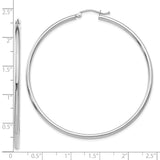 10K White Gold Polished 2mm Tube Hoop Earrings-WBC-10T834