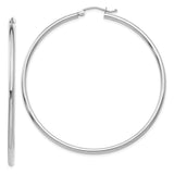 10K White Gold Polished 2mm Tube Hoop Earrings-WBC-10T834