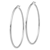 10K White Gold Polished 2mm Tube Hoop Earrings-WBC-10T835