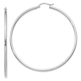 10K White Gold Polished 2mm Tube Hoop Earrings-WBC-10T835