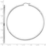 10K White Gold Polished 2mm Lightweight Tube Hoop Earrings-WBC-10T836L