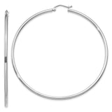 10K White Gold Polished 2mm Lightweight Tube Hoop Earrings-WBC-10T836L