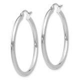 10K White Gold Polished 2.5mm Tube Hoop Earrings-WBC-10T837