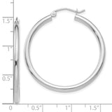 10K White Gold Polished 2.5mm Tube Hoop Earrings-WBC-10T837