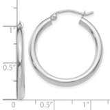 10K White Gold Polished 2.5mm Tube Hoop Earrings-WBC-10T839