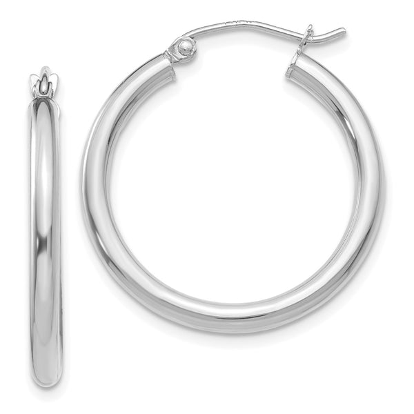 10K White Gold Polished 2.5mm Lightweight Tube Hoop Earrings-WBC-10T839L