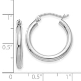 10K White Gold Polished 2.5mm Tube Hoop Earrings-WBC-10T840