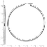 10K White Gold Polished 2.5mm Lightweight Tube Hoop Earrings-WBC-10T842L