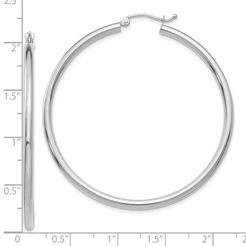 10K White Gold Polished 2.5mm Lightweight Tube Hoop Earrings-WBC-10T844L