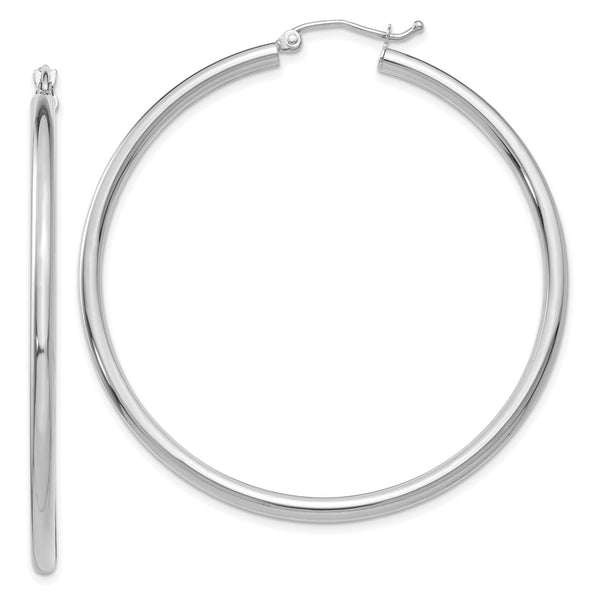 10K White Gold Polished 2.5mm Lightweight Tube Hoop Earrings-WBC-10T844L