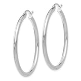 10K White Gold Polished 2.5mm Tube Hoop Earrings-WBC-10T846