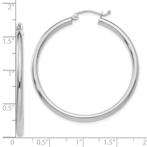 10K White Gold Polished 2.5mm Lightweight Tube Hoop Earrings-WBC-10T846L