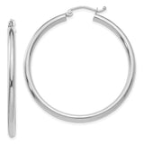 10K White Gold Polished 2.5mm Tube Hoop Earrings-WBC-10T846