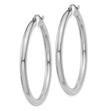 10K White Gold Polished 3mm Tube Hoop Earrings-WBC-10T847