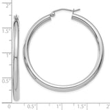 10K White Gold Polished 3mm Tube Hoop Earrings-WBC-10T847