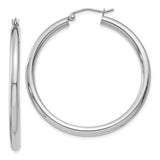 10K White Gold Polished 3mm Tube Hoop Earrings-WBC-10T847