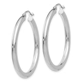 10K White Gold Polished 3mm Tube Hoop Earrings-WBC-10T848