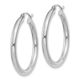 10K White Gold Polished 3mm Tube Hoop Earrings-WBC-10T849