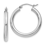 10K White Gold Polished 3mm Tube Hoop Earrings-WBC-10T850