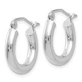 10K White Gold Polished 3mm Tube Hoop Earrings-WBC-10T851