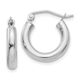 10K White Gold Polished 3mm Tube Hoop Earrings-WBC-10T851