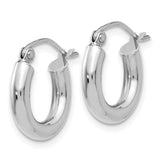 10K White Gold Polished 3mm Tube Hoop Earrings-WBC-10T852