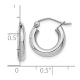 10K White Gold Polished 3mm Tube Hoop Earrings-WBC-10T852