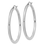 10K White Gold Polished 3mm Tube Hoop Earrings-WBC-10T853