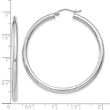 10K White Gold Polished 3mm Tube Hoop Earrings-WBC-10T853