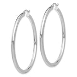 10K White Gold Polished 3mm Tube Hoop Earrings-WBC-10T854