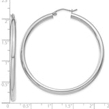 10K White Gold Polished 3mm Tube Hoop Earrings-WBC-10T854