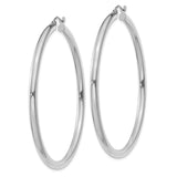 10K White Gold Polished 3mm Tube Hoop Earrings-WBC-10T855