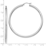 10K White Gold Polished 3mm Tube Hoop Earrings-WBC-10T855